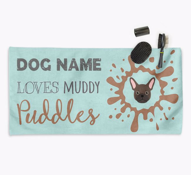 'Muddy Puddles' Personalised Dog Towel for your {breedCommonName}